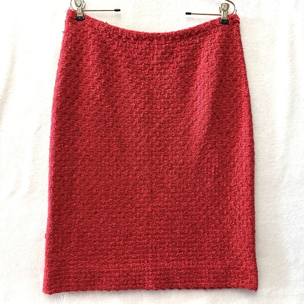 Vintage Size 12 Red Boucle Slub Purl Knit Clusters Textured ILGWU Union‎ USA